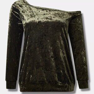 Torrid velveteen off the shoulder sweatshirt
